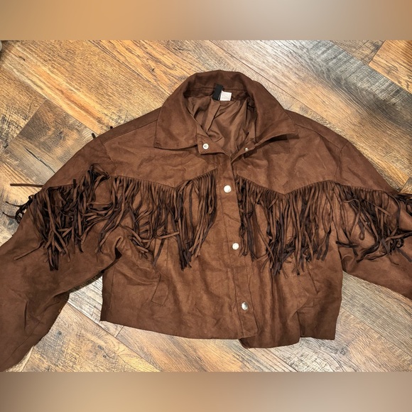 Brown Fringe Women's Jacket - Picture 2 of 3